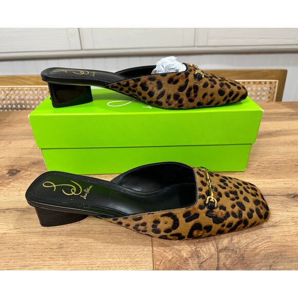 Sam Edelman Ollie Square Toe Bit Mule Flat Granda Tan Leopard Size 9.5 NIB Sleek - Picture 3 of 13